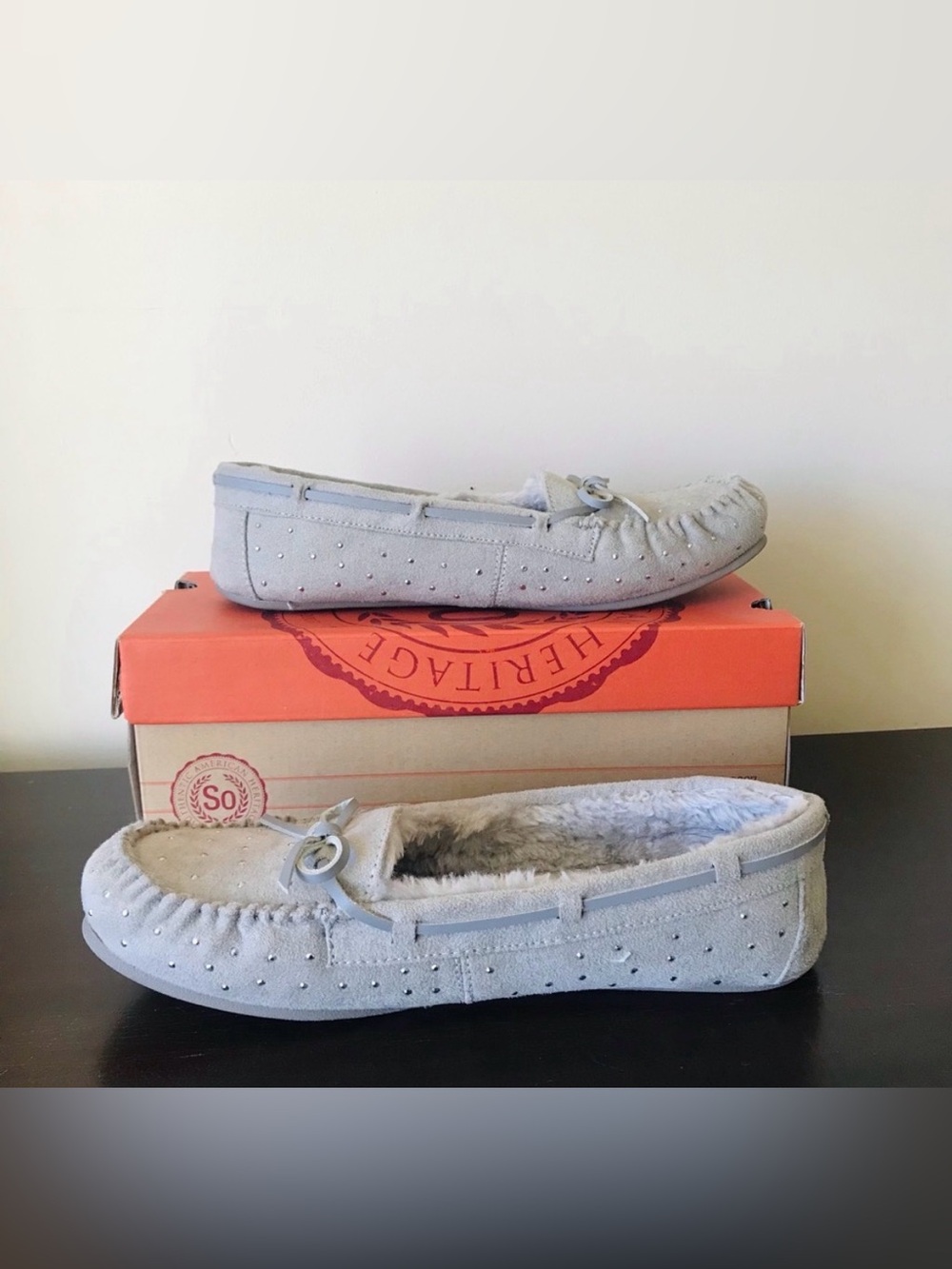 SO Theta Studded Moccasin Slippers, NIB, Size 10